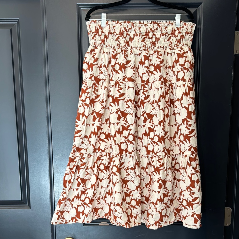 Floral Smocked Midi Skirt